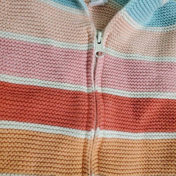 Striped Zip-Up Knit Hoodie with Ears - Picture 3 of 5